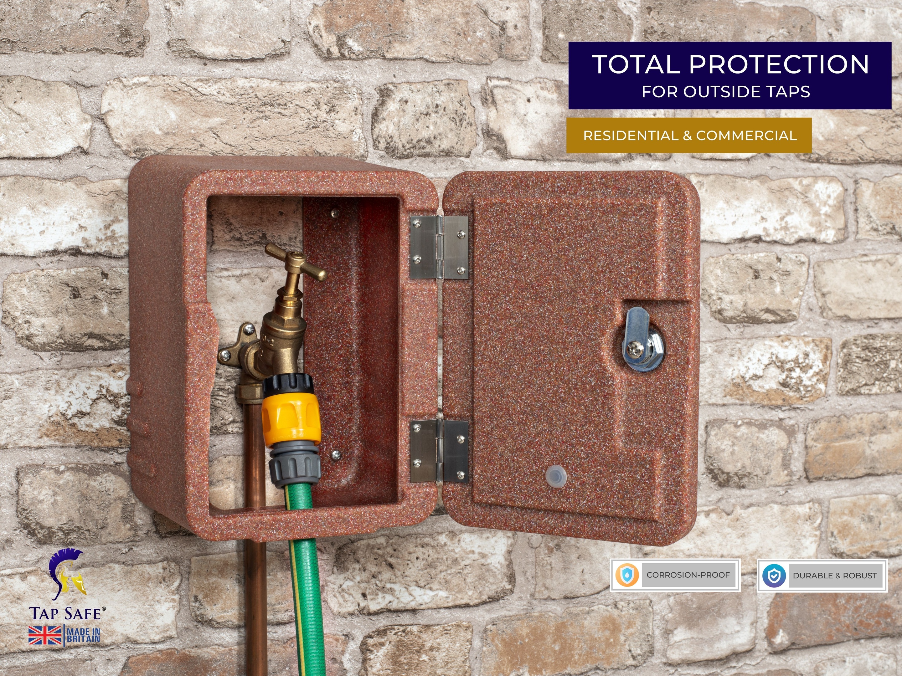 Tap Safe lockable cover for outside taps  in Brick Red 
