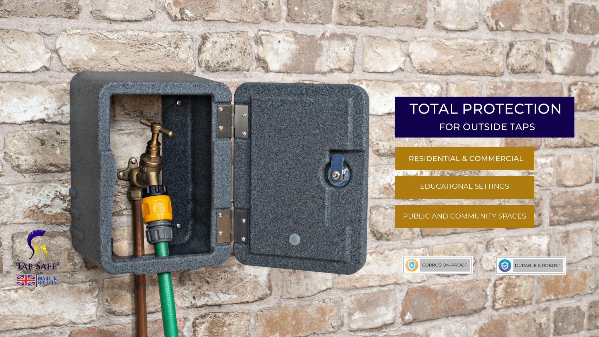 Tap Safe outside garden tap cover box hose union bib lock lockable protective security housing for outside water taps